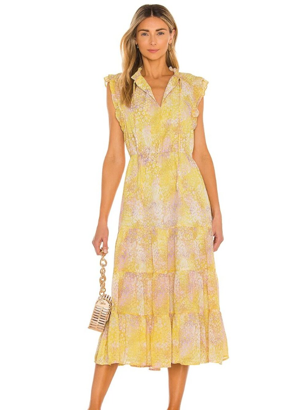 BB Dakota X Steve Madden Dream Girl Animal Print Tiered Midi Dress (size XS)